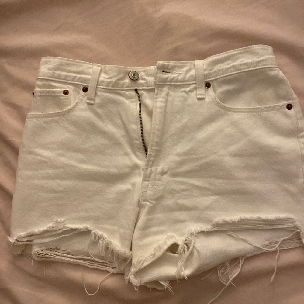 Abercrombie & Fitch high rise white shorts
